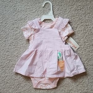 Pink Baby overall dress 2 piece set